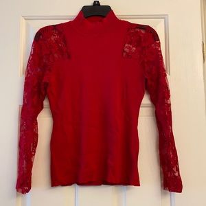 Red sweater with Appliqué Sleeves